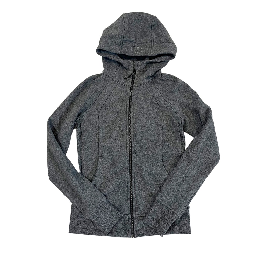 Lululemon Scuba Hoodie Full Zip Heathered Grey Fleece Sweatshirt Women Size 6